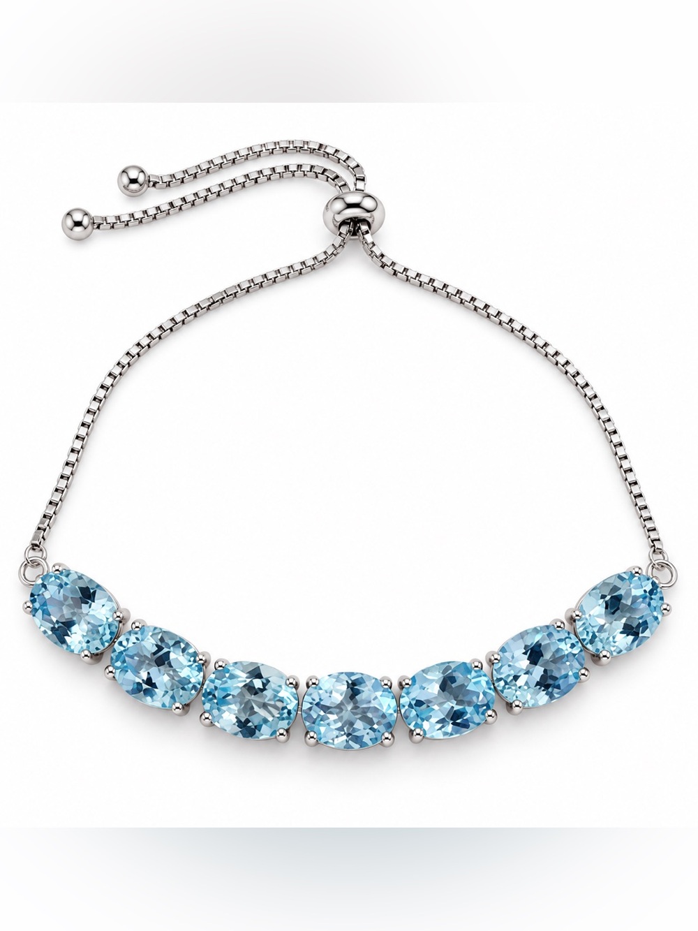 Sterling Silver Blue Crystal Topaz Bracelet